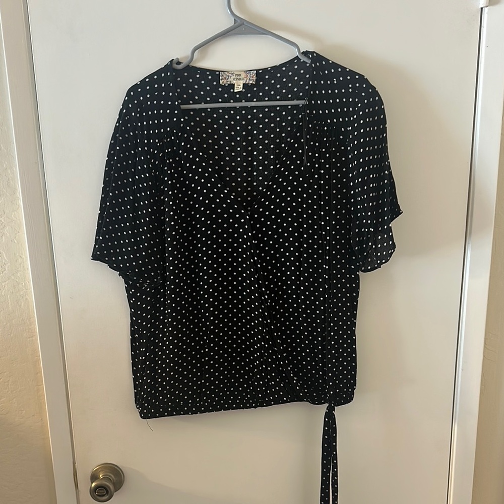 Pink Republic Polka Dot Wrap Blouse